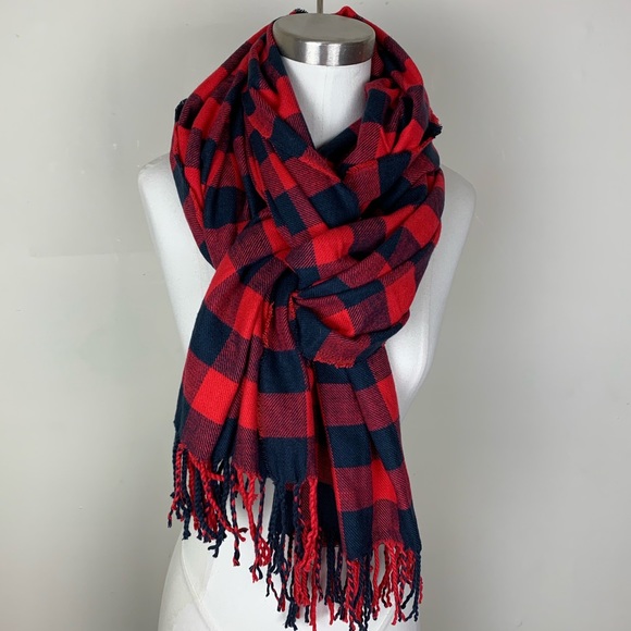 J. Crew Accessories - LOWEST NWOT J Crew Red Navy Buffalo Check Scarf